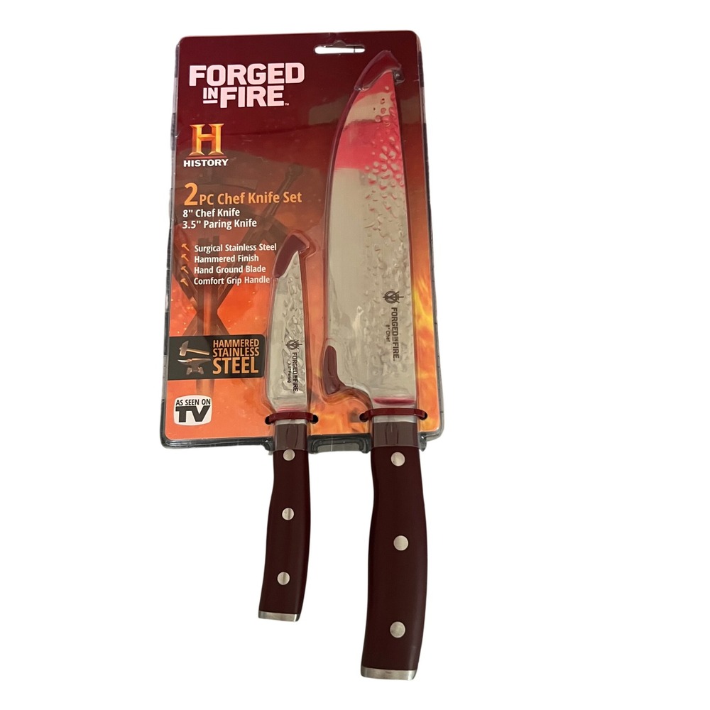 Forged in Fire 2 Pc Chef Knife Set 8" Chef‎ Knife 3.5" Paring Knife NIP